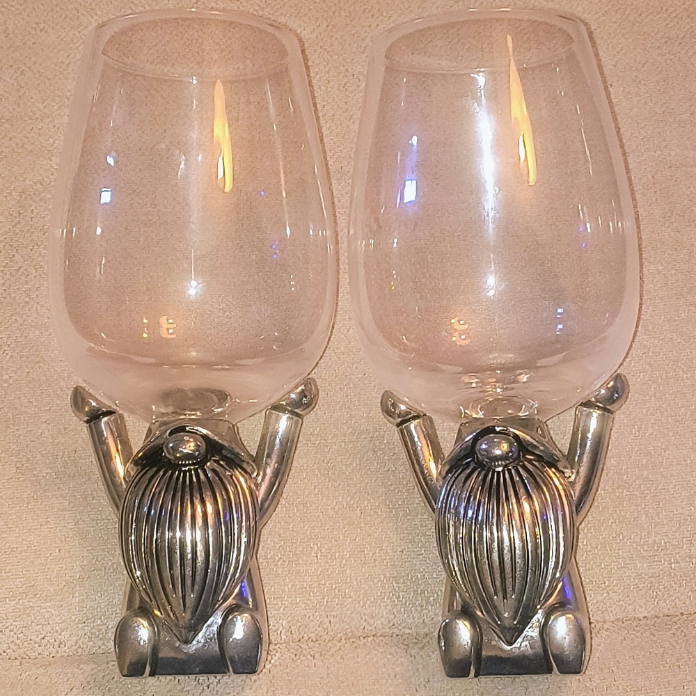 Silver Gnome Wine Glass Set